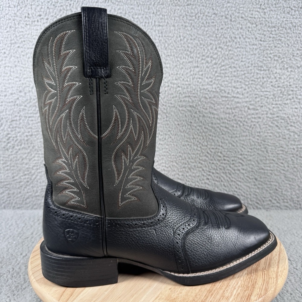 Ariat Sport Mens 10 EE Western Wide Square Toe 11in Black Deertan Boots 10016292